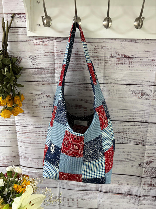 Americana Patchwork Hobo Bag