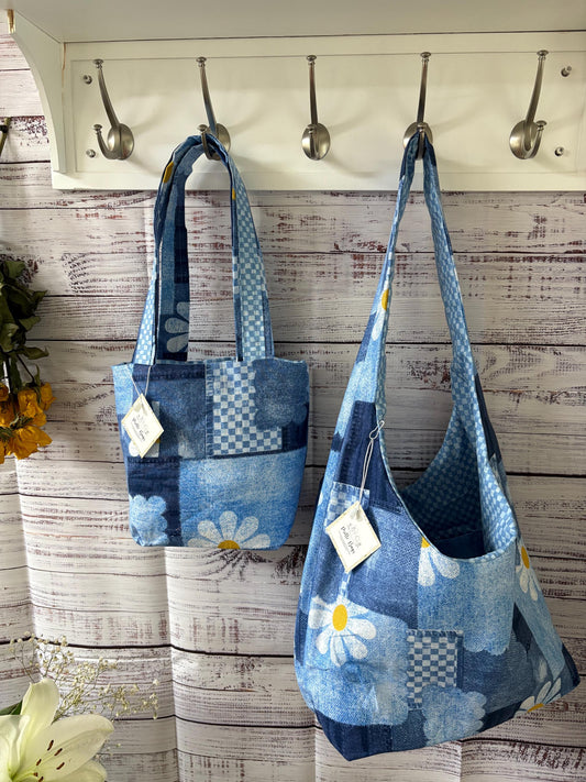 Denim Patchwork Hobo Bag