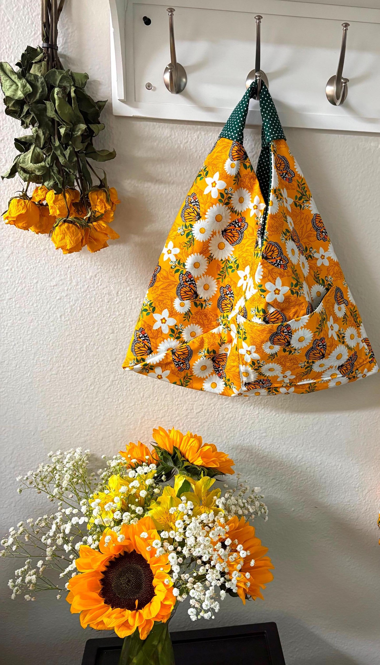 Monarch Butterfly Floral Origami Bag