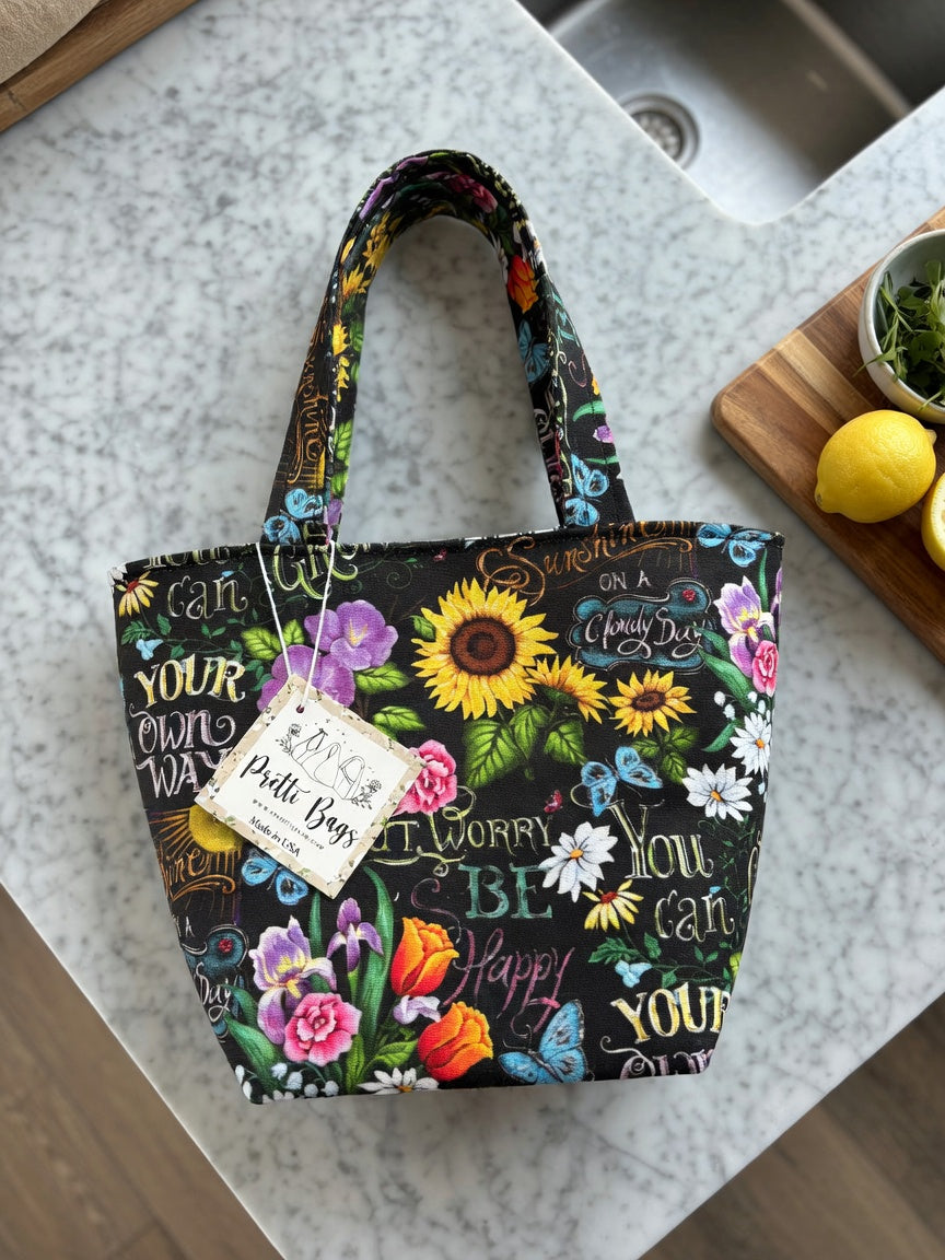 Inspirational quotes Floral Bag