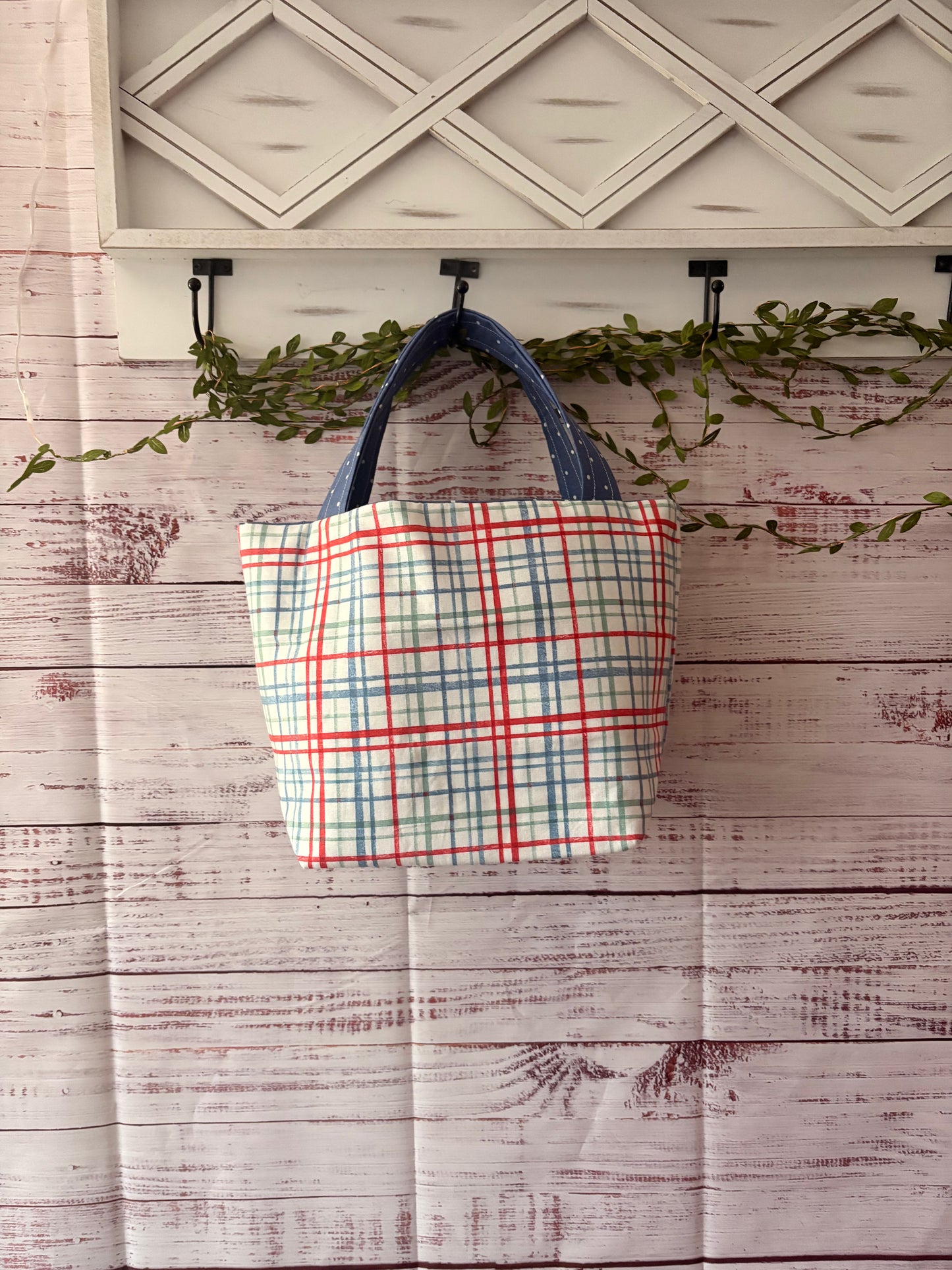 Blue Red Grid Bags