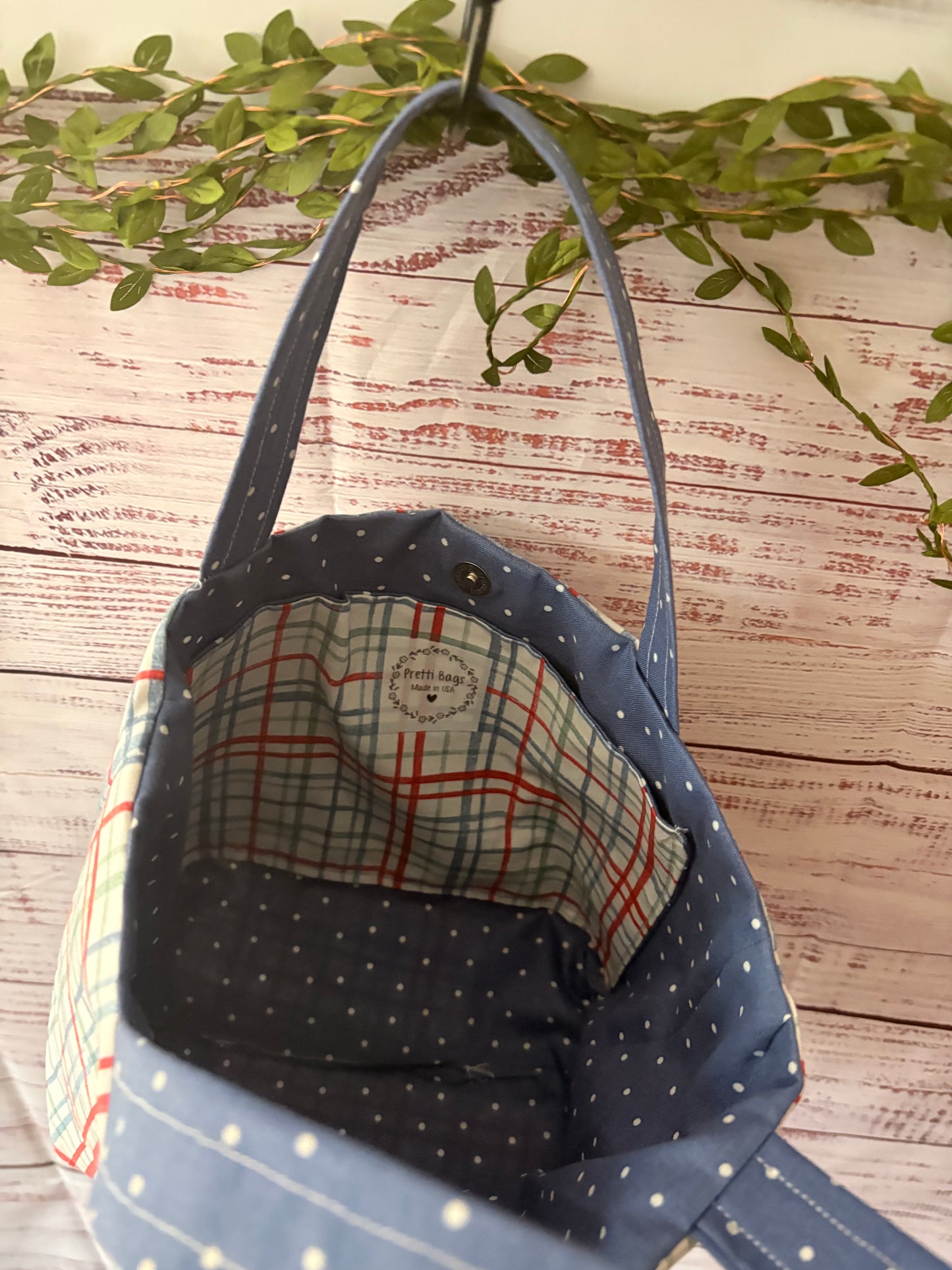 Blue Red Grid Bags