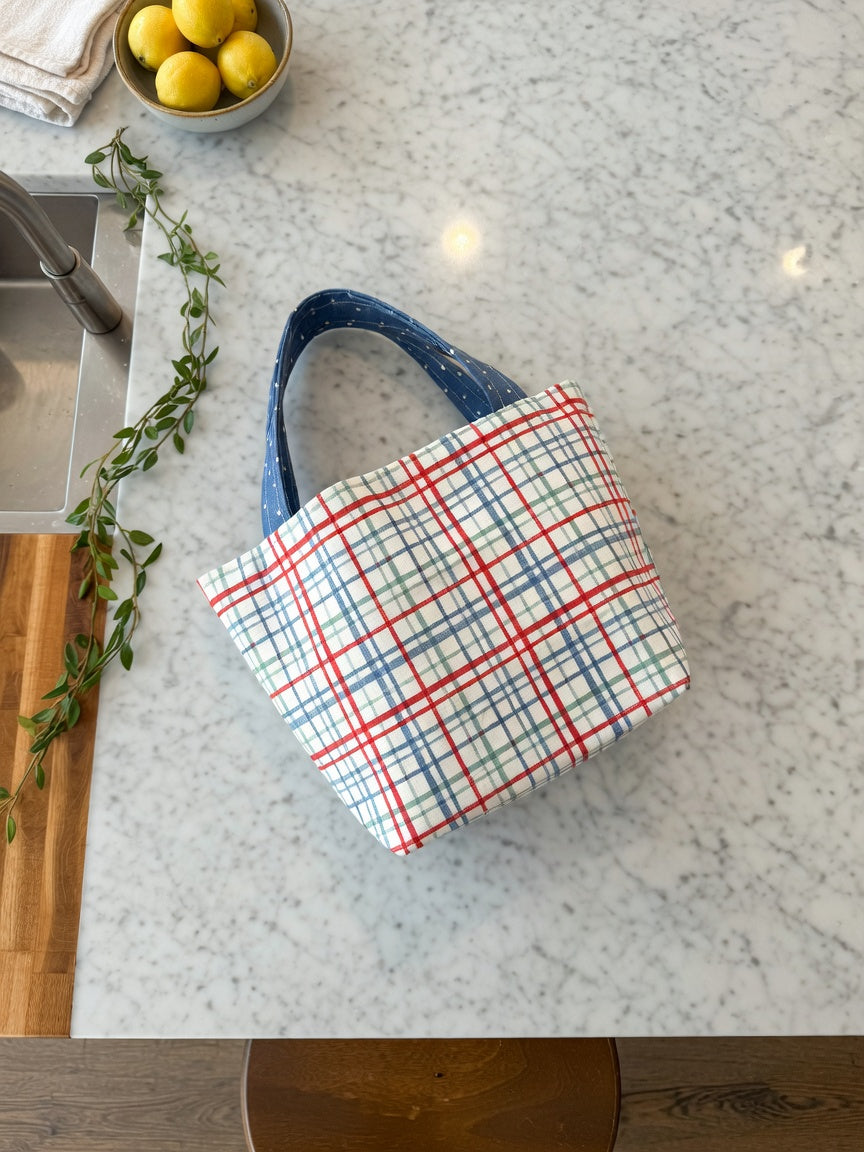 Blue Red Grid Bags