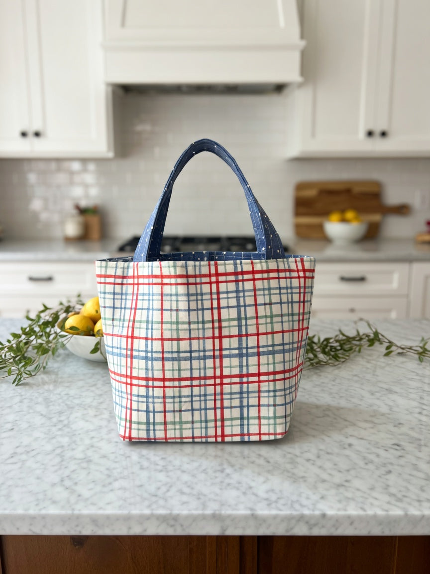 Blue Red Grid Bags