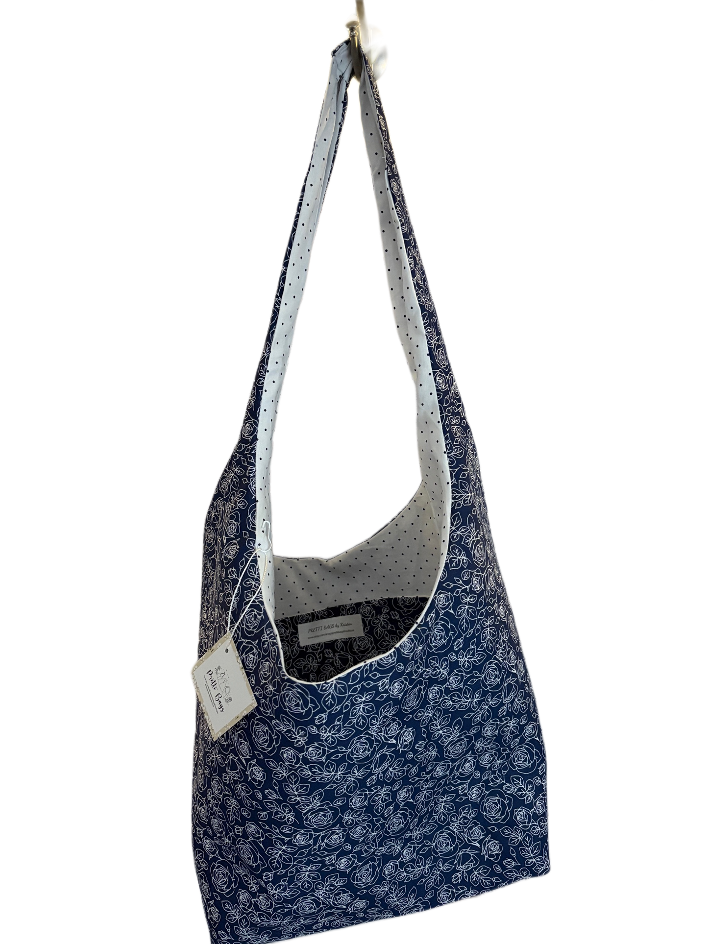 Navy Rose Hobo Bag
