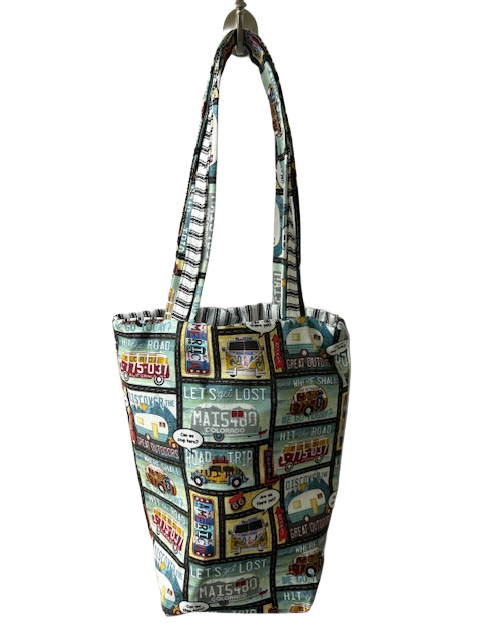 Travel theme tote bag