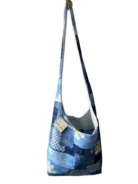 Denim-like Patchwork Hobo Bag