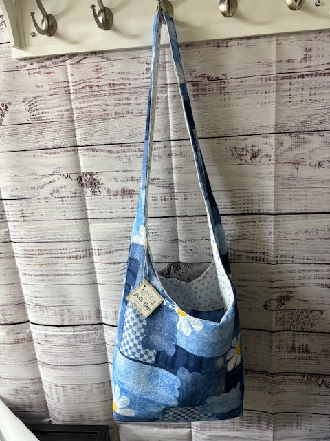 Denim-like Patchwork Hobo Bag