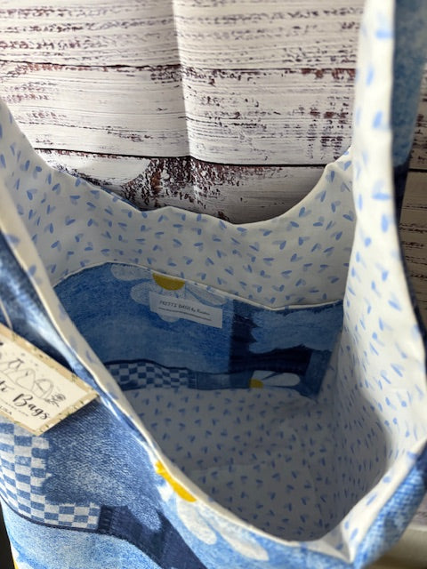 Denim-like Patchwork Hobo Bag