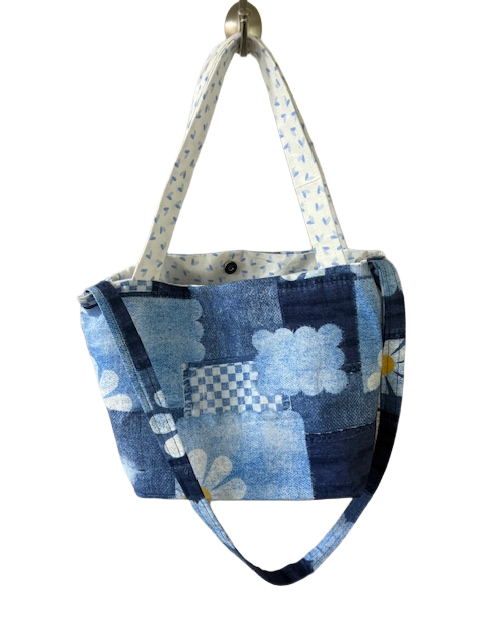 Daisy Denim-like Patchwork Bag
