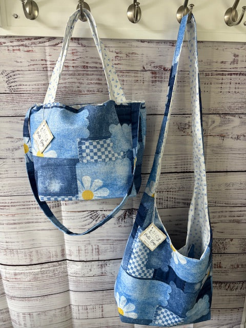 Daisy Denim-like Patchwork Bag