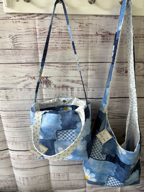 Daisy Denim-like Patchwork Bag