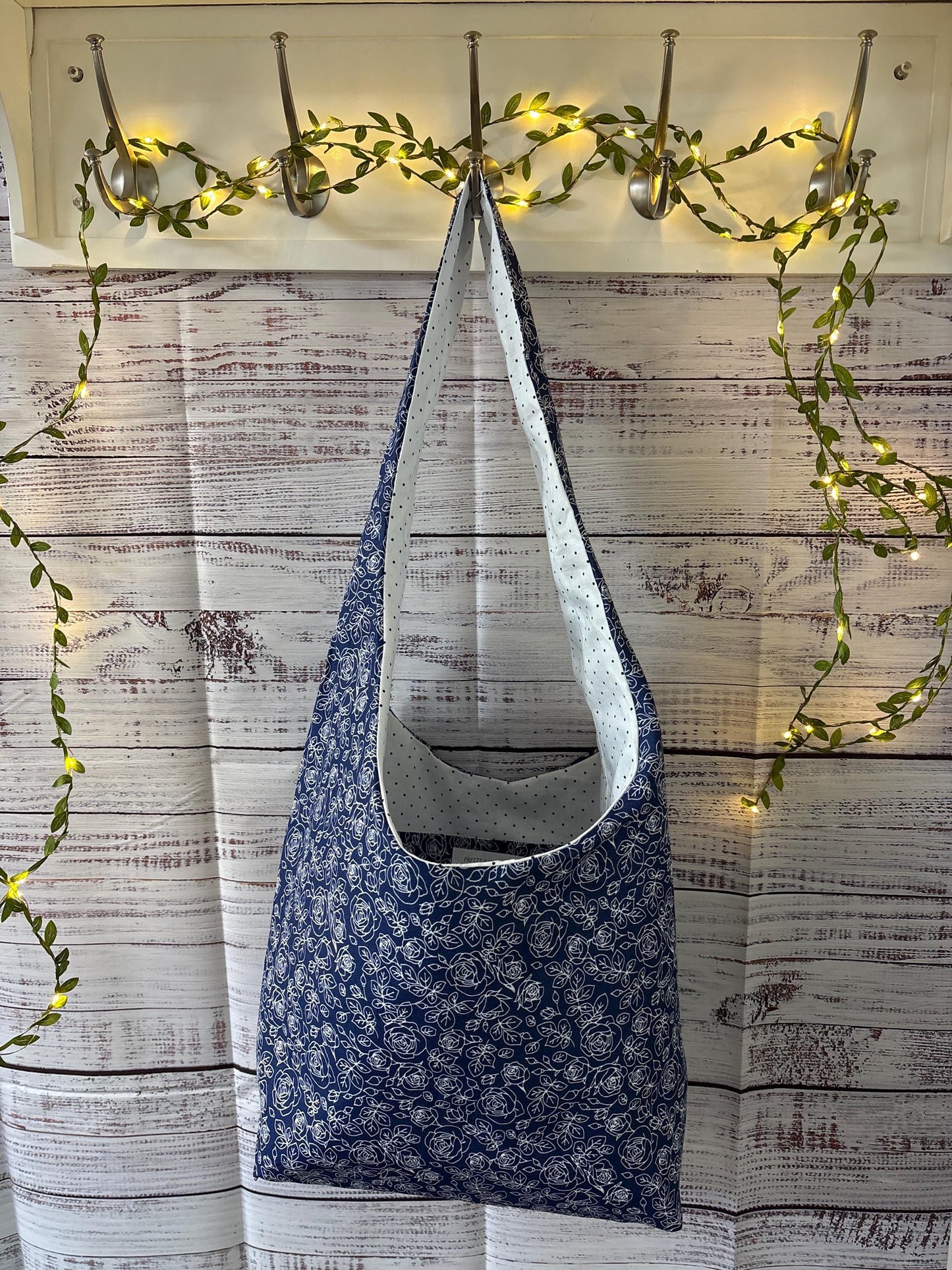 Navy Rose Hobo Bag