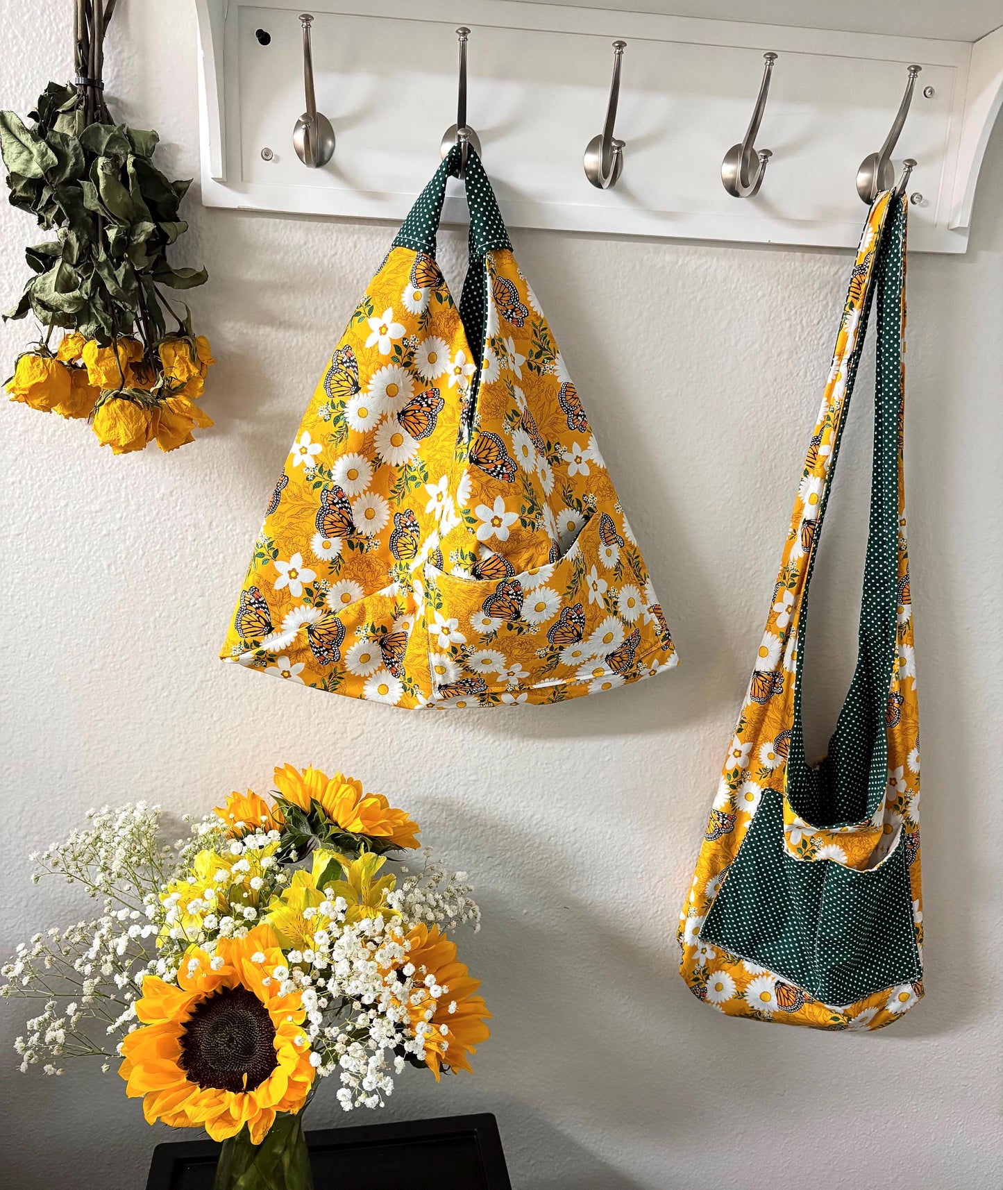 Monarch Butterfly Floral Origami Bag