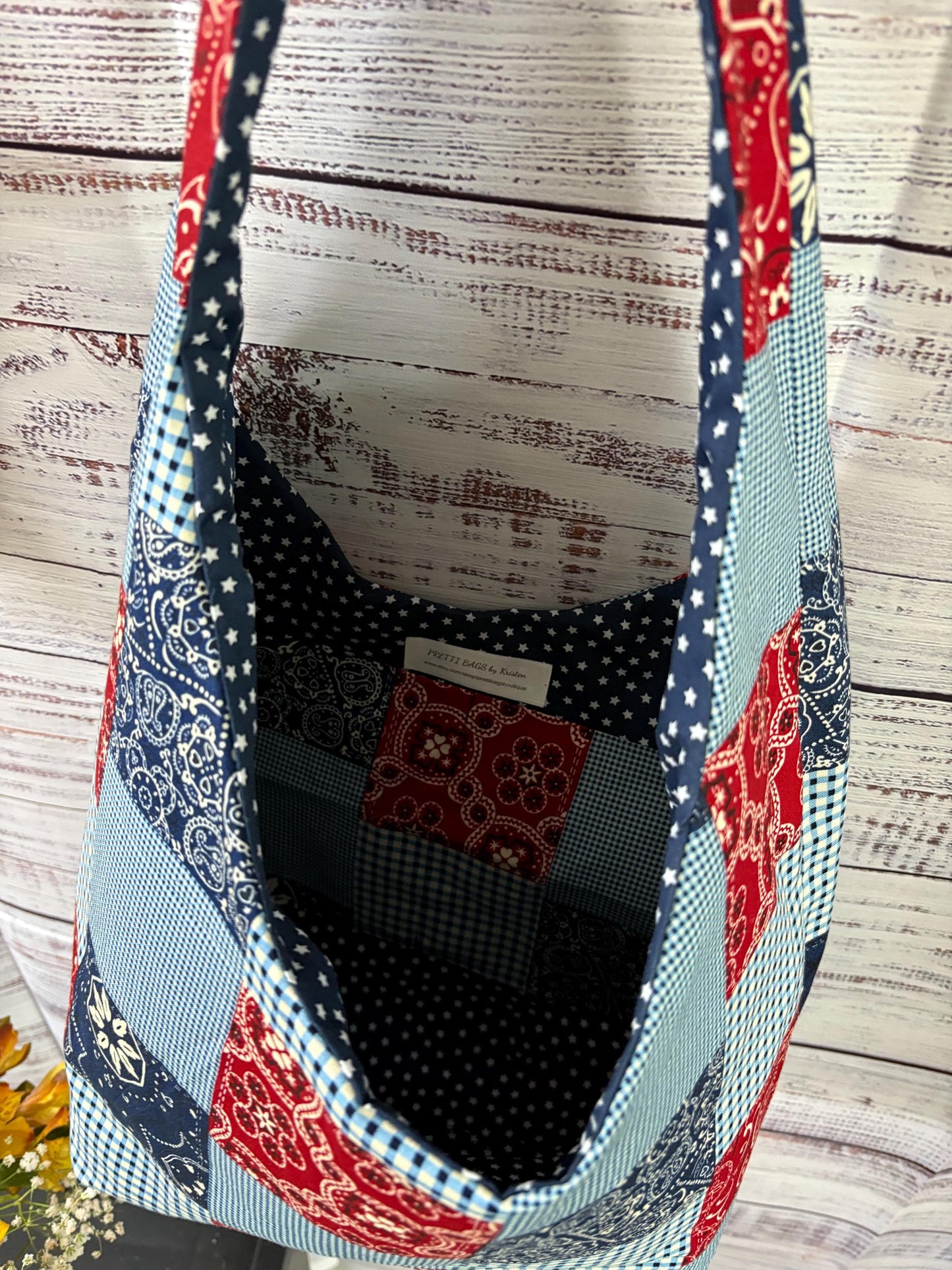 Americana Patchwork Hobo Bag